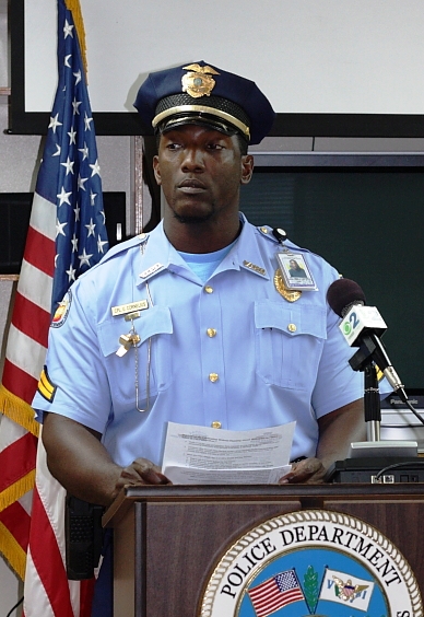 Corporal Uston Cornelius announces the drunk driving crackdown.