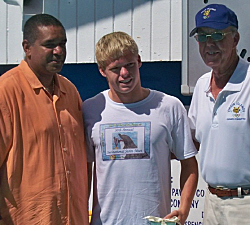 Gov. John deJongh Jr., (from left) with Bryson Mays and Hans Lawaetz.