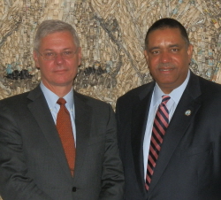 Gov. John de Jongh Jr. with Denmark's Ambassador Peter Taksøe-Jensen. 