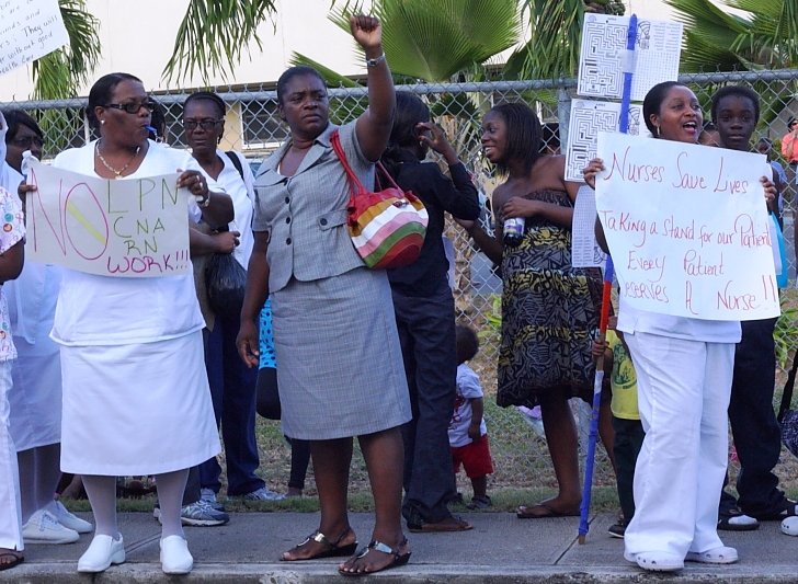 Nurses called for the dismissal of Juan F. Luis Hospital's CEO Jeff Nelson at a rally Thursday (Photo by Justin Shatwell). Nurses called for the dismissal of Juan F. Luis Hospital's CEO Jeff Nelson at a rally Thursday (Photo by Justin Shatwell).
