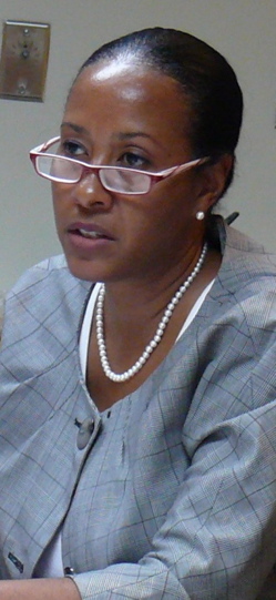 Incoming Health Commissioner Darice Plaskett at a Gov. Juan F. Luis Hospital governing board meeting in 2009.