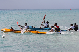 Boy Scouts slug it out on the water.