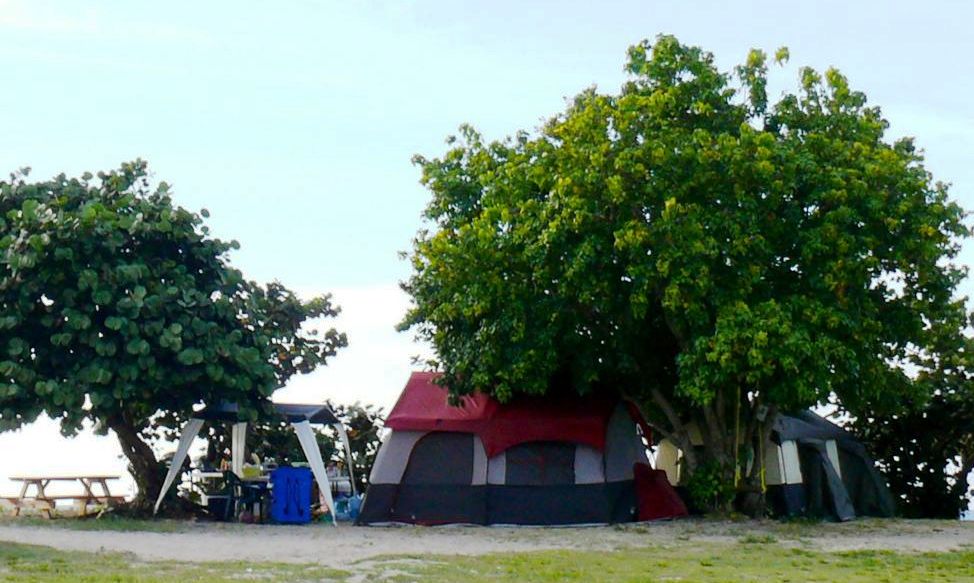 Families set up Easter camping north of Frederiksted (Bill Kossler photo). 