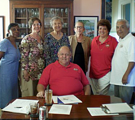 Past and current board members of the St. Thomas/St. John Friends of Denmark Society include (from left) Gail Shulterbrandt-Rivera, Ellen Lockhart, Pat Jones, Cathy O'Gara, Marlene Boschulte, Tony Boschulte; and seated, Ronnie Lockhart.