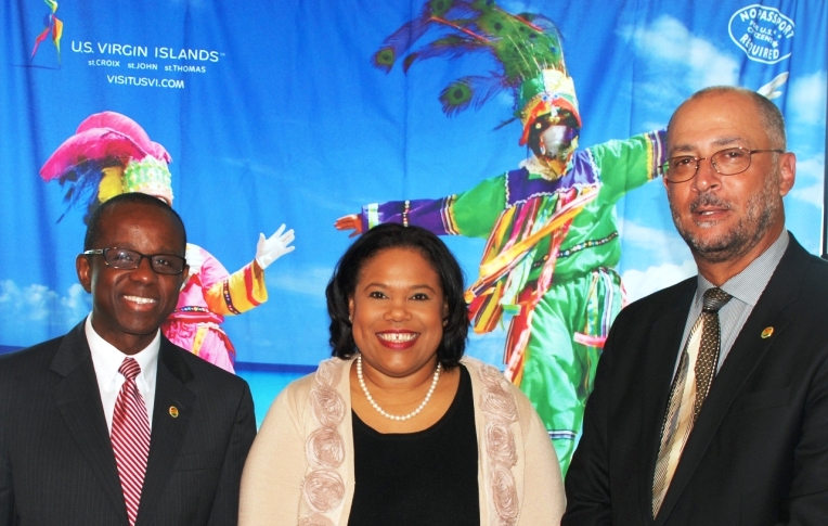 From left, Hugh Riley of Caribbean Tourism Organization, V.I. Tourism Commissioner Beverly Nicholson-Doty and Minister Richard Skerritt of St. Kitts and Nevis.