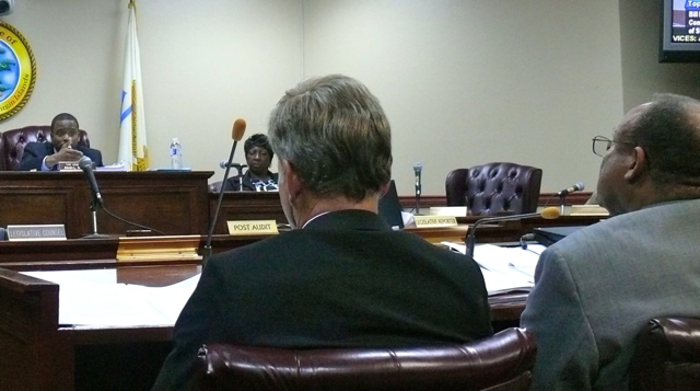 Alvin Williams, left, questions John Lehmann and St Claire Williams.