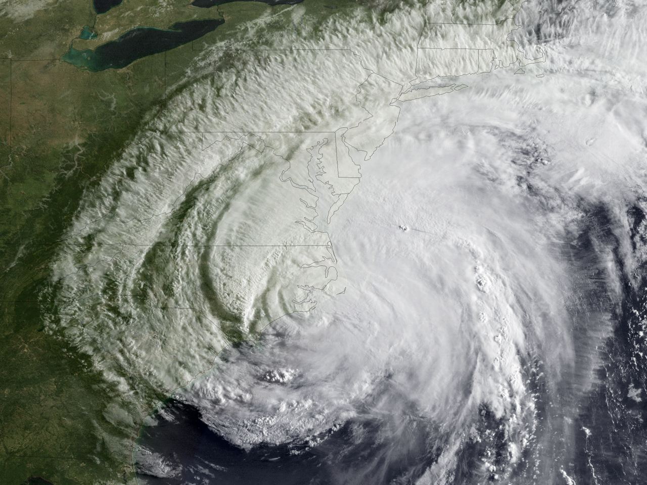 Hurricane Irene, shown here in a NOAA satellite photo, sideswiped the Virgin Islands as a tropical storm before strengthening and hitting the northern U.S. Coast. 