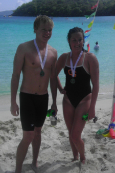 Top male and female finishers Bryson Mays and Brittney Iverson.
