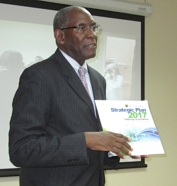 UVI President David Hall presents the university's five-year strategic plan.