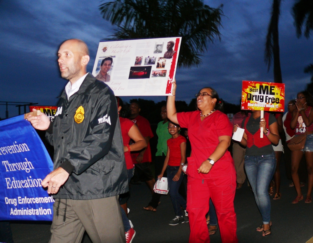 Marchers at the kickoff of Red Ribbon Week on St. Croix. 