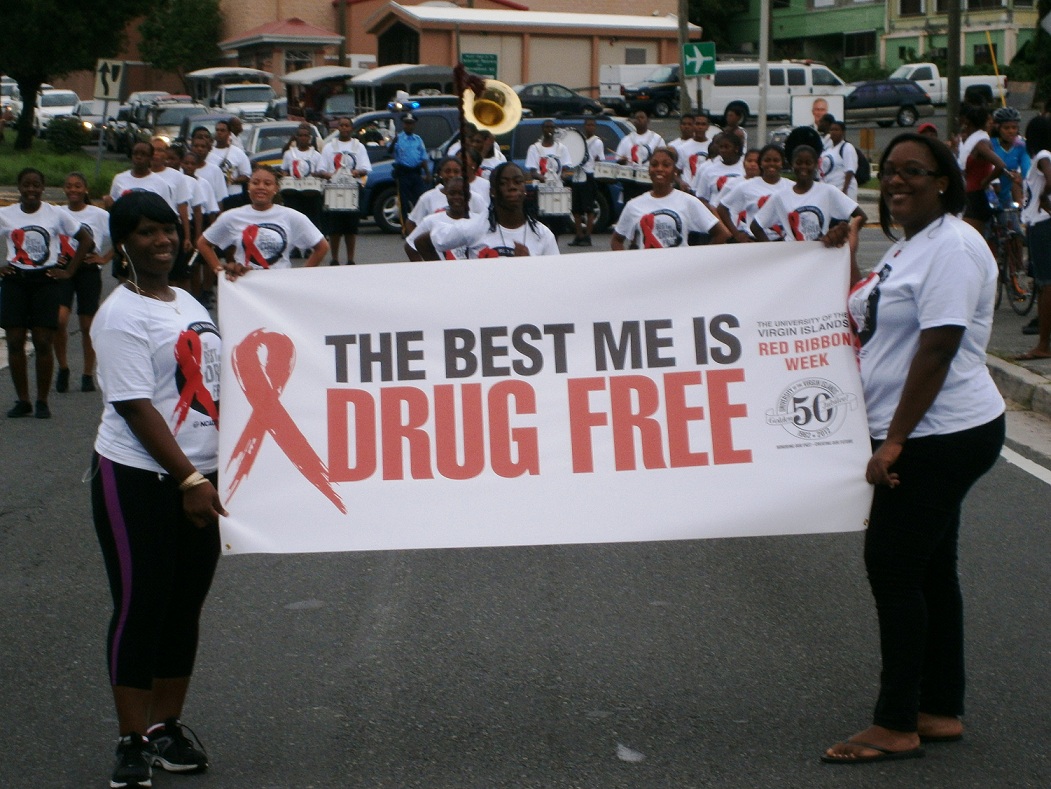 Marchers rally against drugs and violence.