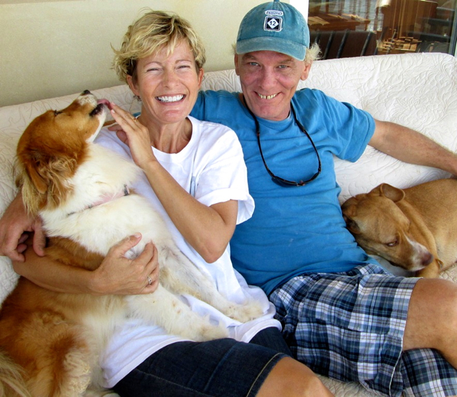 Jen Dale and John Bullock with Maggie and Rufus.