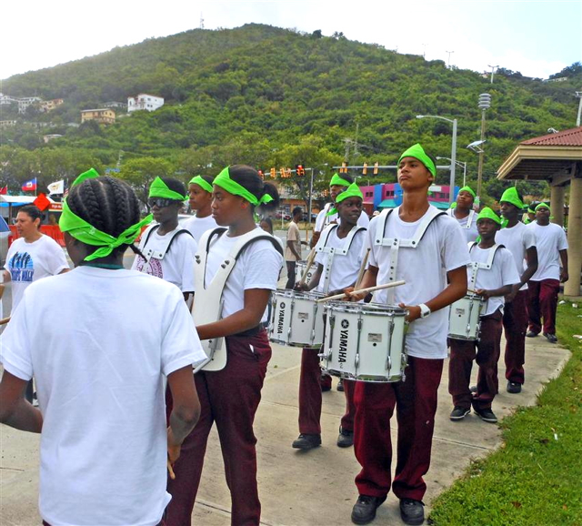 The Addelita Cancryn Junion High School band takes part in the 'Mindful Walk' Saturday.