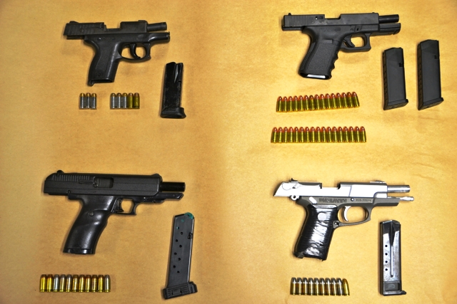 Four weapons and ammunition seized on St. Thomas (Photo courtesy of VIPD).