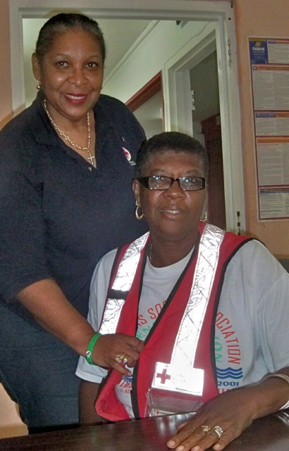 Marla Matthew, left, and Red Cross volunteer Cynthia Ambrose. 