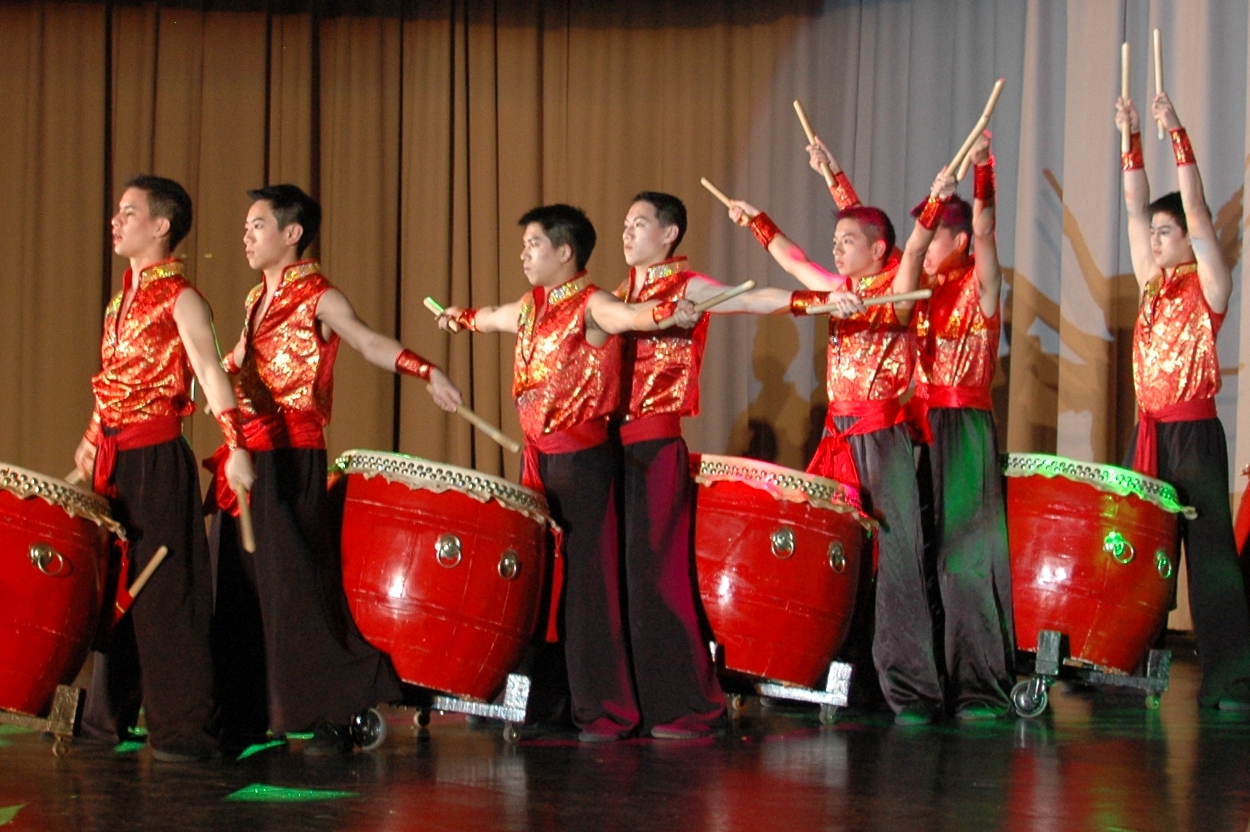 Drummers from the Chinese Folk Art Workshop perform Sunday.