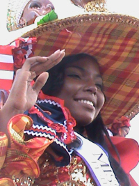 Miss St. Croix Diedre Dubois in colorful cultural garb.
