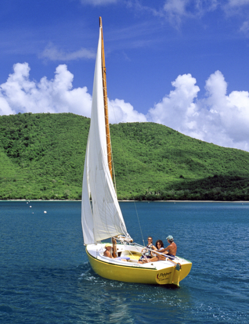 The 23-foot slope Pepper operates day sails from Maho Bay Camps on St. John. (Photo by Steve Simonsen)