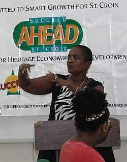 Claudette Young Hinds discusses cultural tourism at AHEAD meeting.