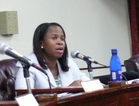 V.I. Housing Finance Director Adrienne Williams testifying at a prior senate hearing.