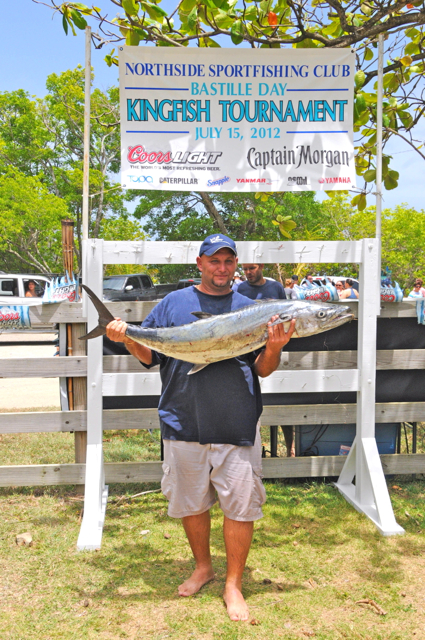 Vince Bryan with his winning 34.43-pound kingfish he caught during the 24th Annual Bastille Day Kingfish Tournament. (Photo submitted by Northside Sportfishing Club)
