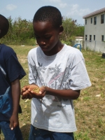 4-H camper Eric Hennemann checking out dirt at VISFI.