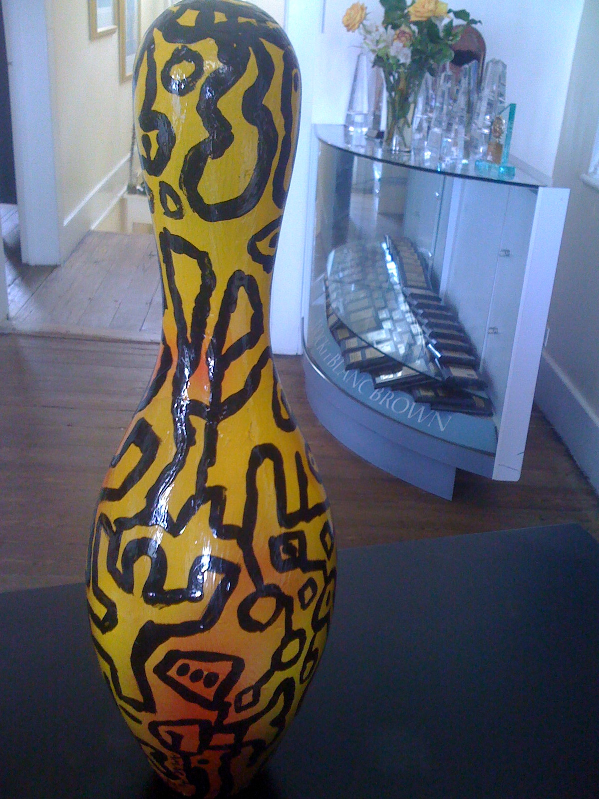 One of 10 bowling pins painted by 10 local artists