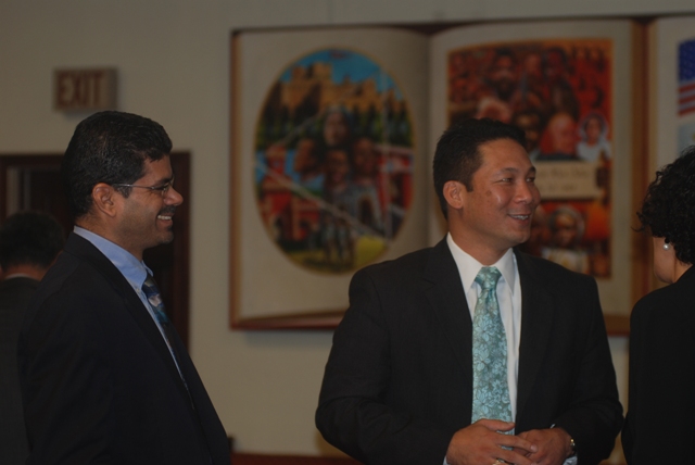 Sen. Sammuel Sanes (left) and Asst. Secretary Anthony Babauta. 