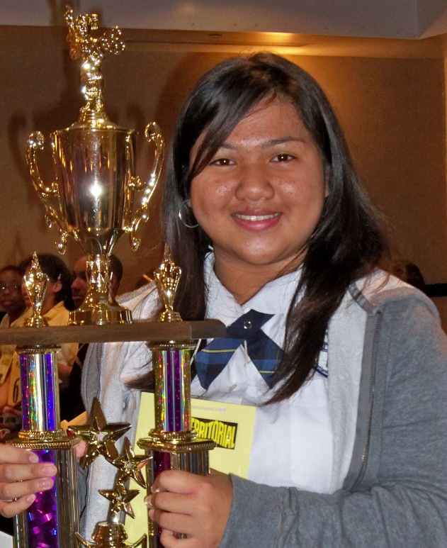 Territorial Spelling Bee champ Justine  Arevalo.