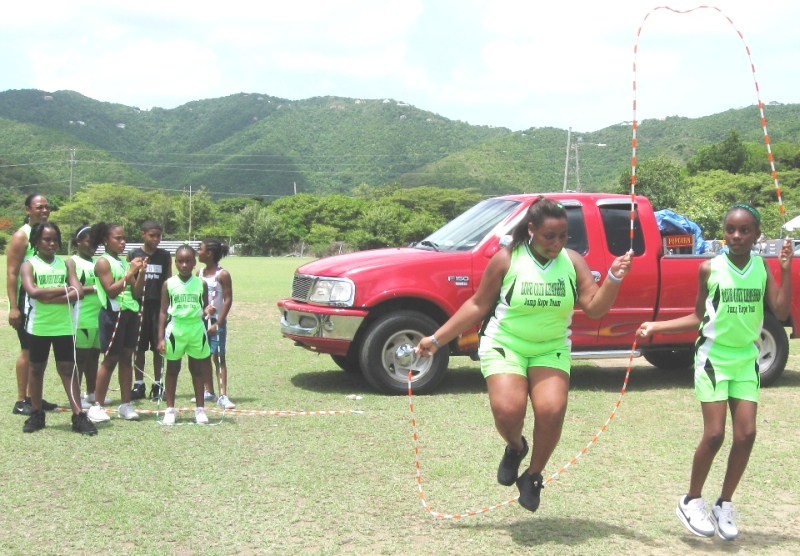 The Love City Leapers jump rope team performed anyway.