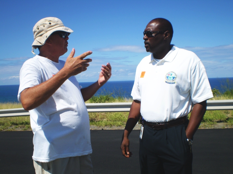 Mike DiNapoli (left) and Commissioner Novelle Francis at Point Udall.