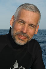 Dr. Guggenheim aboard research vessel in Cuba (Photo credit: Shari Sant Plummer)