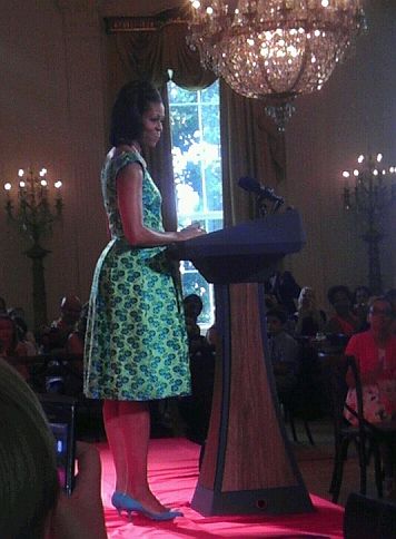 First Lady Michelle Obama speaks at the first ever Kids’ “State Dinner” – photo by Vanessa Wilkinson