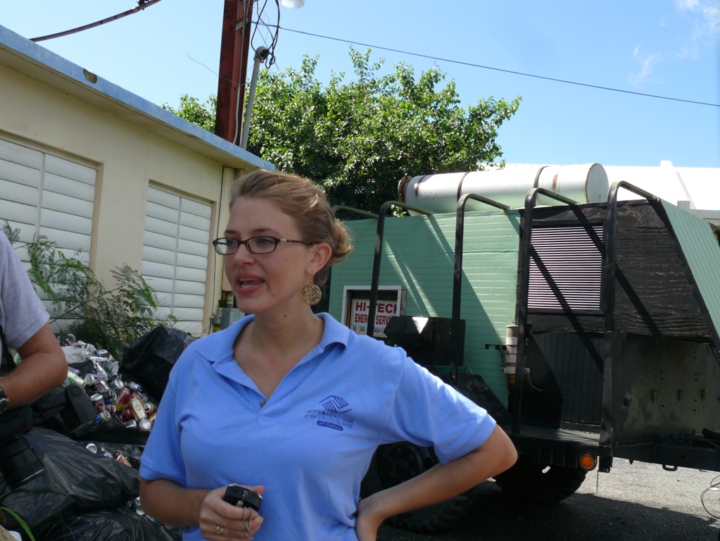 Emily Graci of the Boys and Girls Cub of St. Croix talking about plans to renovate the Anna's Hope recycling center.
