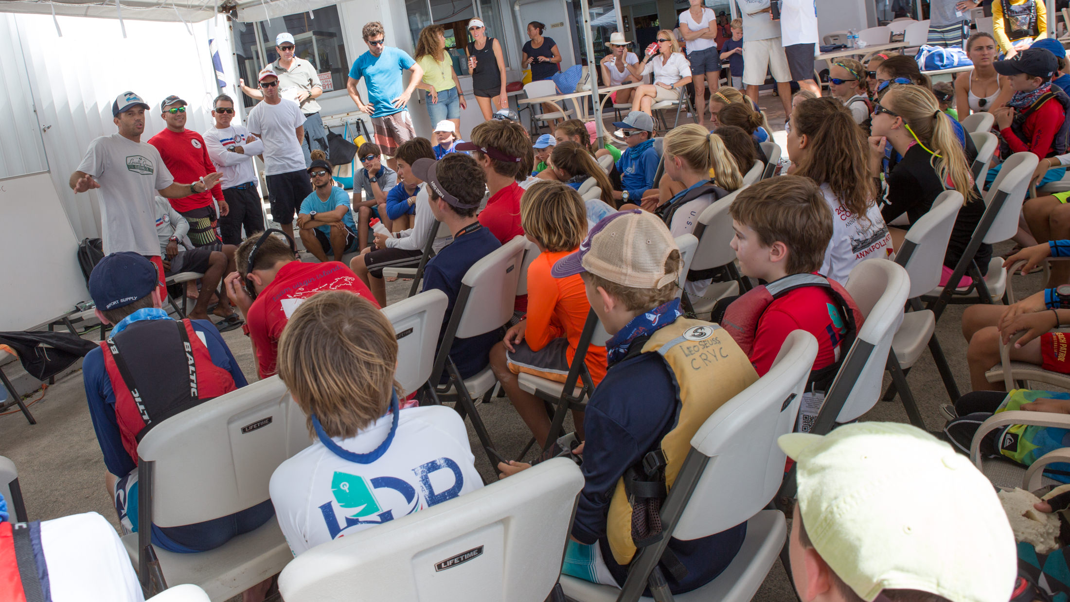 Junior sailors participate in the TOTE Maritime Clinic at the St. Thomas Yacht Club. Photo by Matias Capizzano 