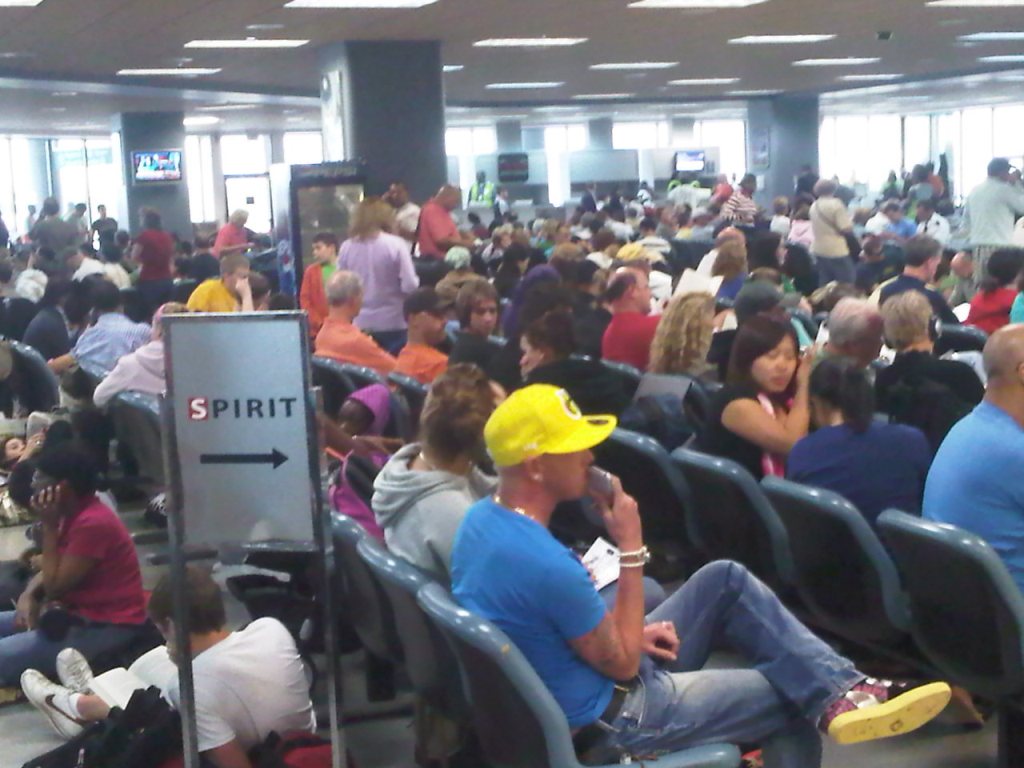Passengers waiting at Cyril E. King Airport on St. Thomas. (Photo courtesy Simon Caines.)