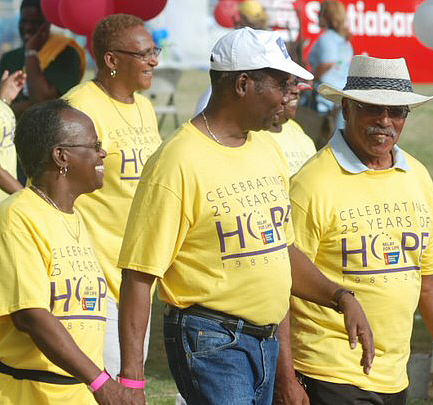 Some of the many hopeful cancer survivors and fighters at the Relay for Life.