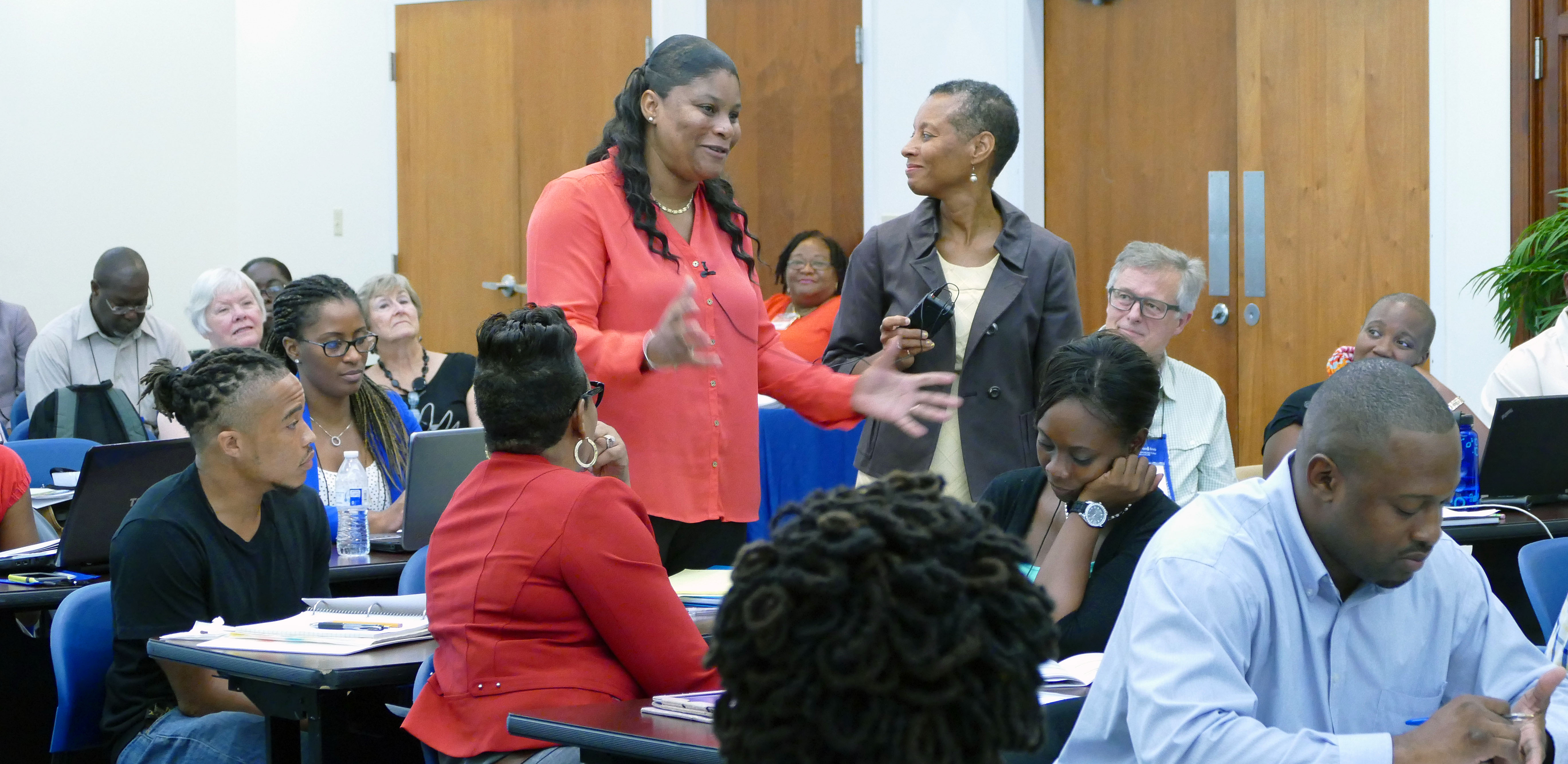 Shauna Matthew, UVI Ph. D. candidate, introduces herself to fellow students in the inaugural cohort of the Ph.D. program.