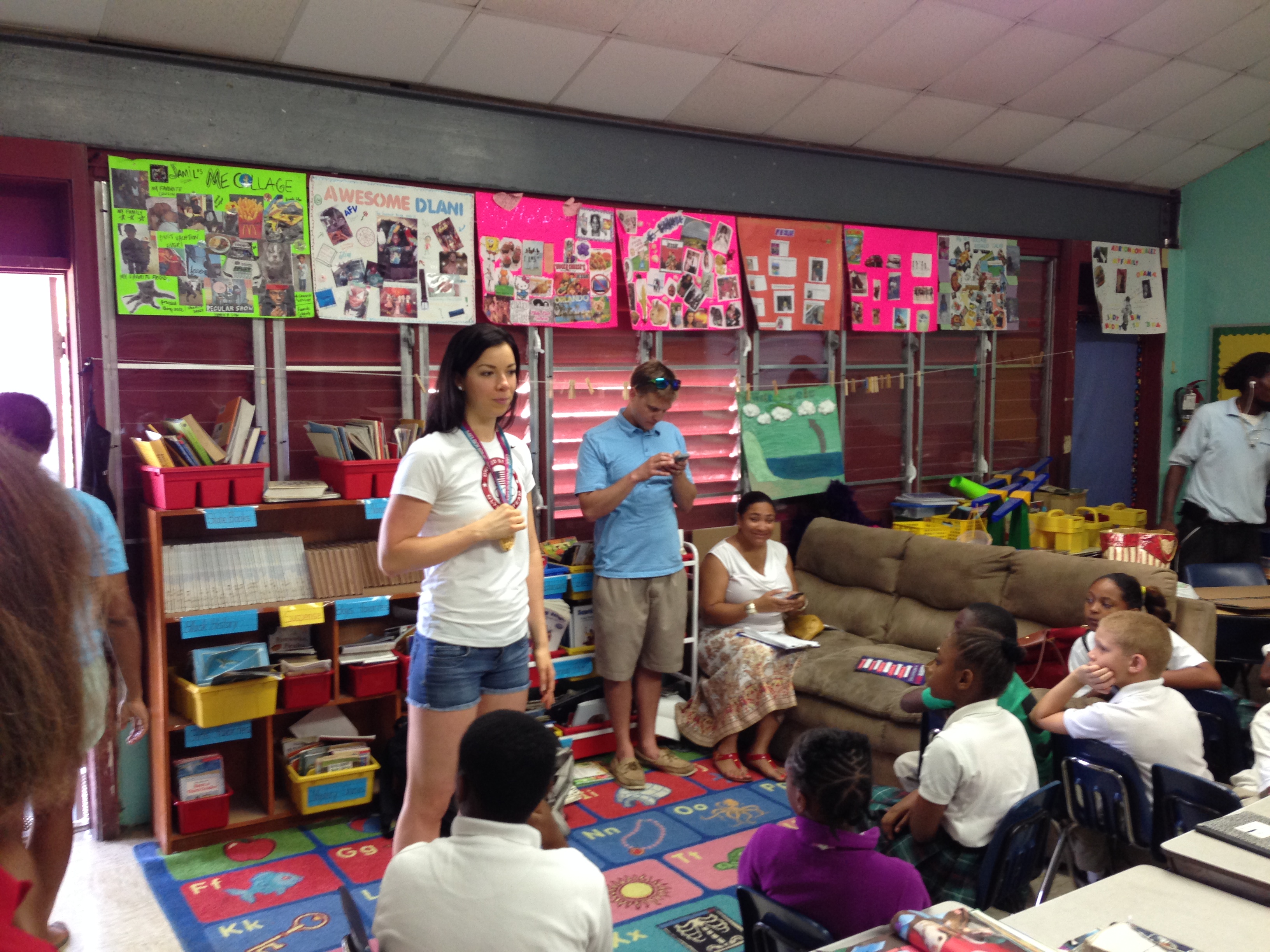 U.S. Olympian Kate Zeigler addresses school children