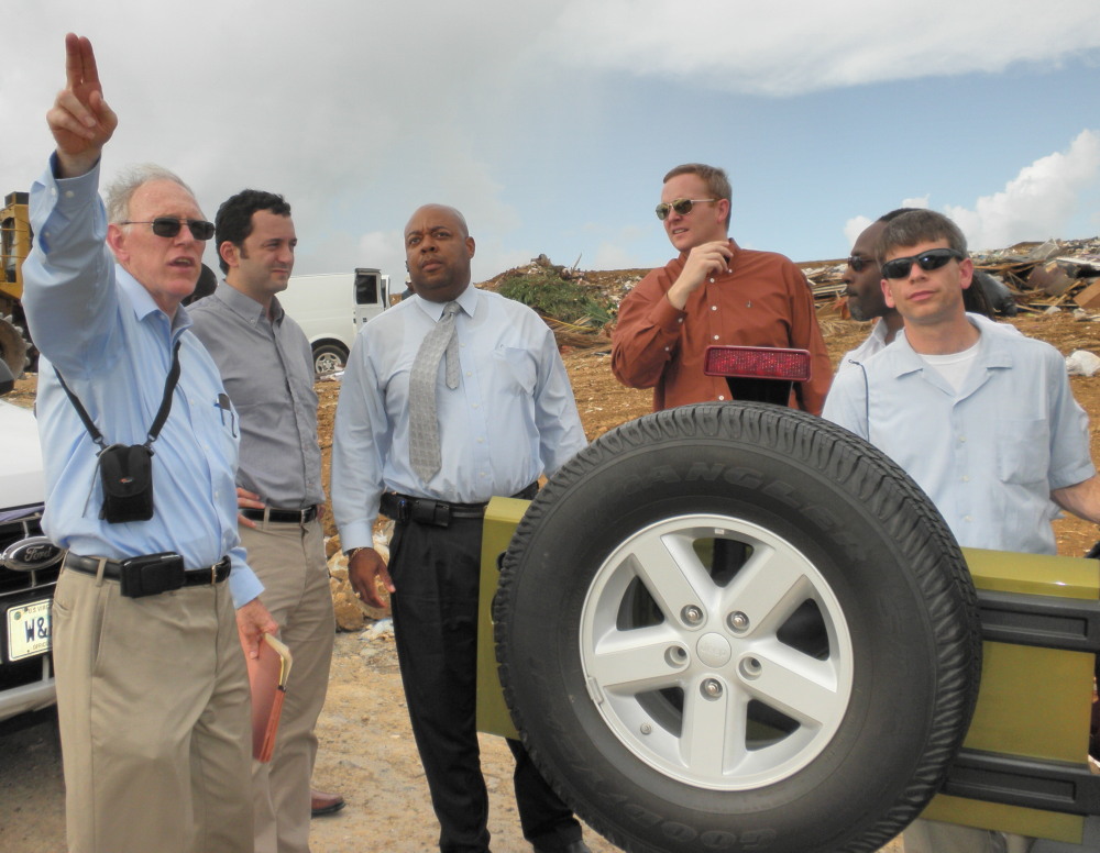 WAPA Executive Director Hugo Hodge Jr. inspects the Bovoni landfill as a possible site for the wind speed study.