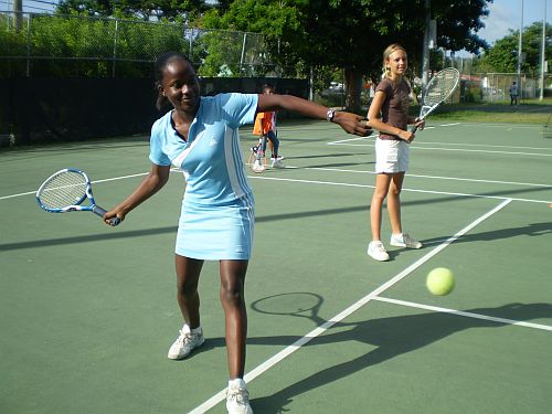 Ashley Lawrence (left) and Hannah Schuck at the D.C. Canegata Sports Complex.