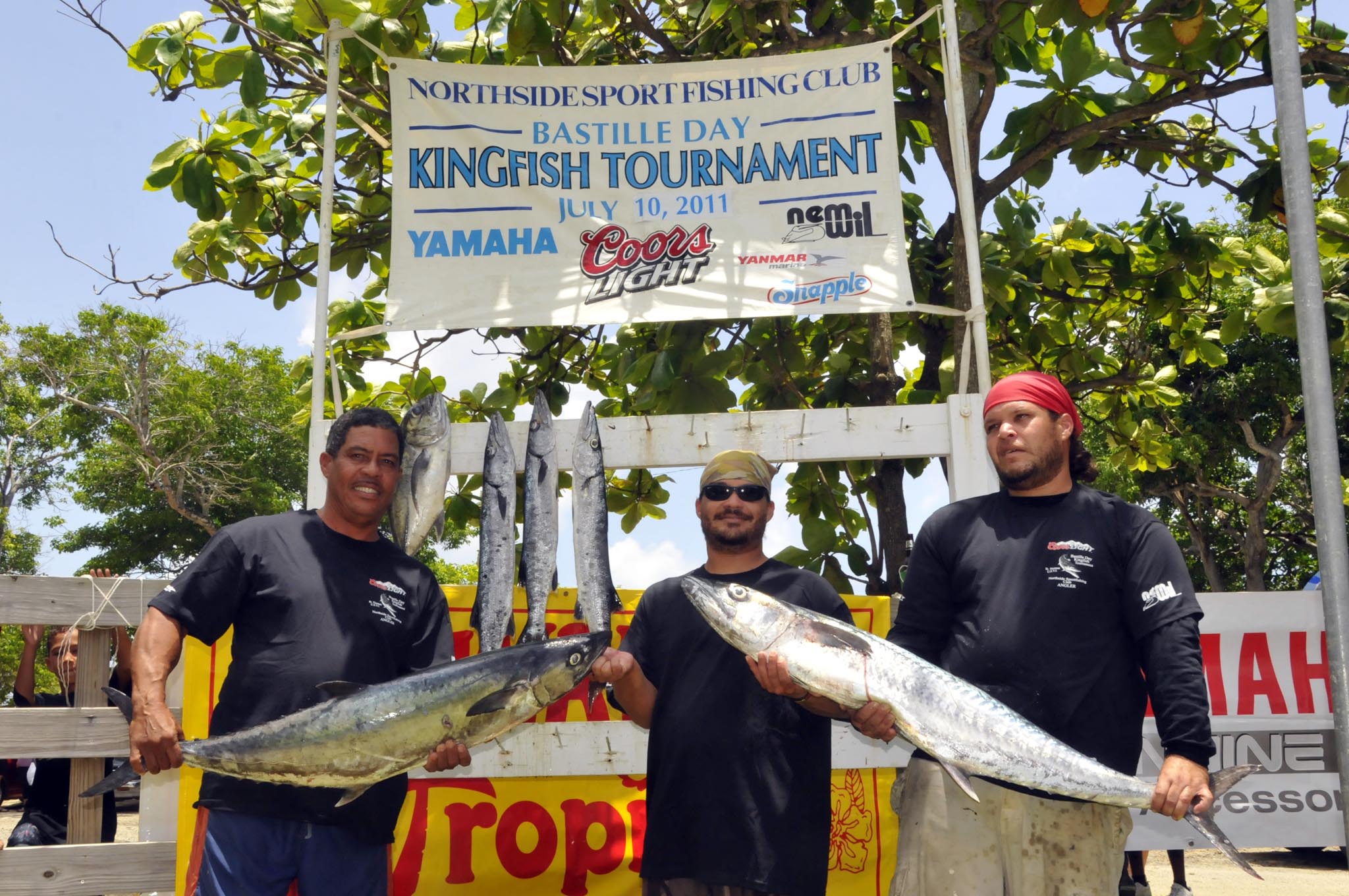  L to R: Ernest Quetel Sr. (Largest Kingfish winner), Derek Quetel and Ernest Quetel Jr./Credit: Dean Barnes/Northside Sportfishing Club