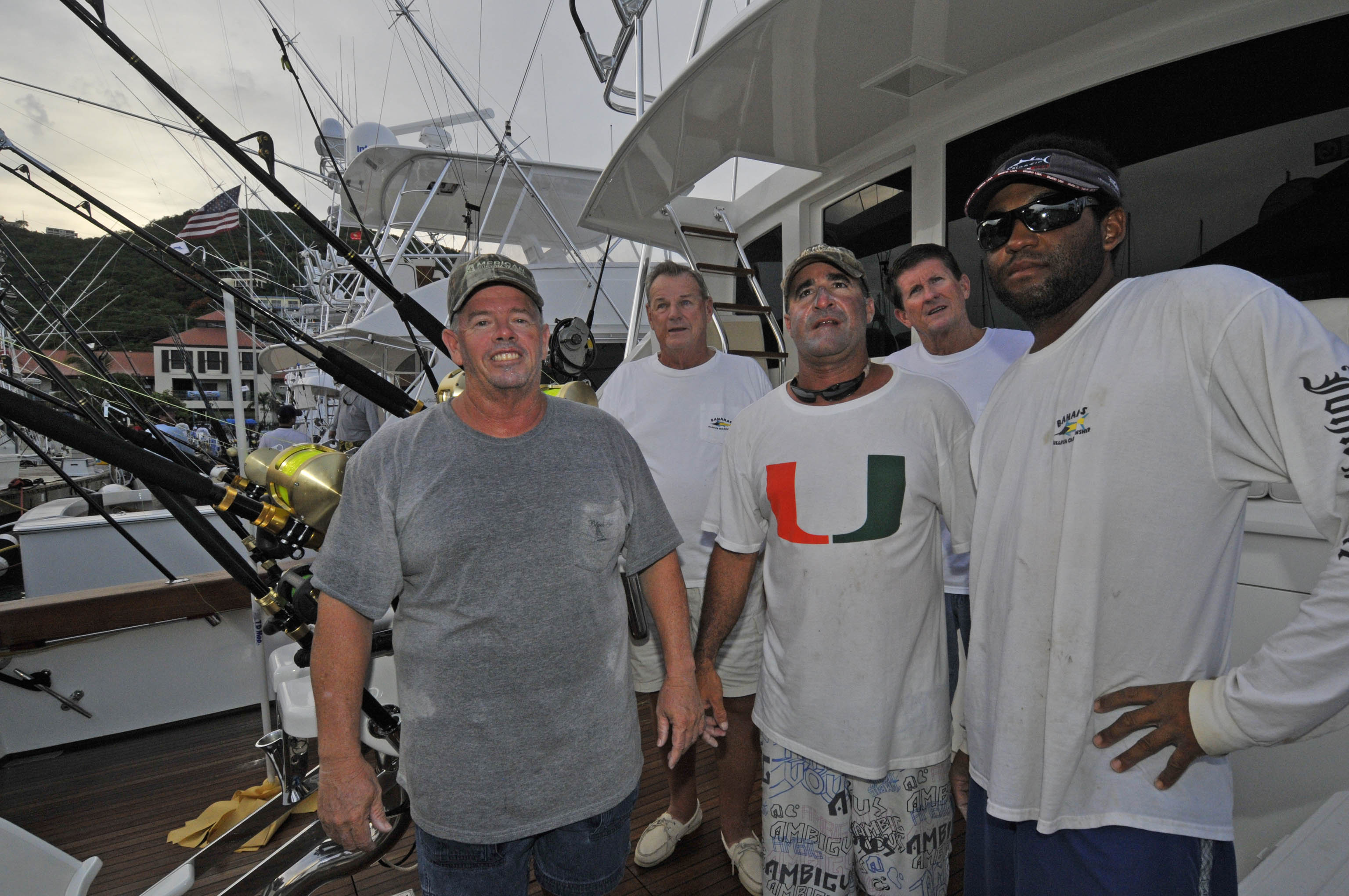 Photo: Black Gold leads in first day of fishing. L to R: front row: Mike McCarthy, Matt Melchiorre, Joel Chrycy; back row: Harry Sargeant, Capt. Keith Brokenhagen. Credit: Dean Barnes/VIGFB Photo: Black Gold leads in first day of fishing. L to R: front row: Mike McCarthy, Matt Melchiorre, Joel Chrycy; back row: Harry Sargeant, Capt. Keith Brokenhagen. Credit: Dean Barnes/VIGFB