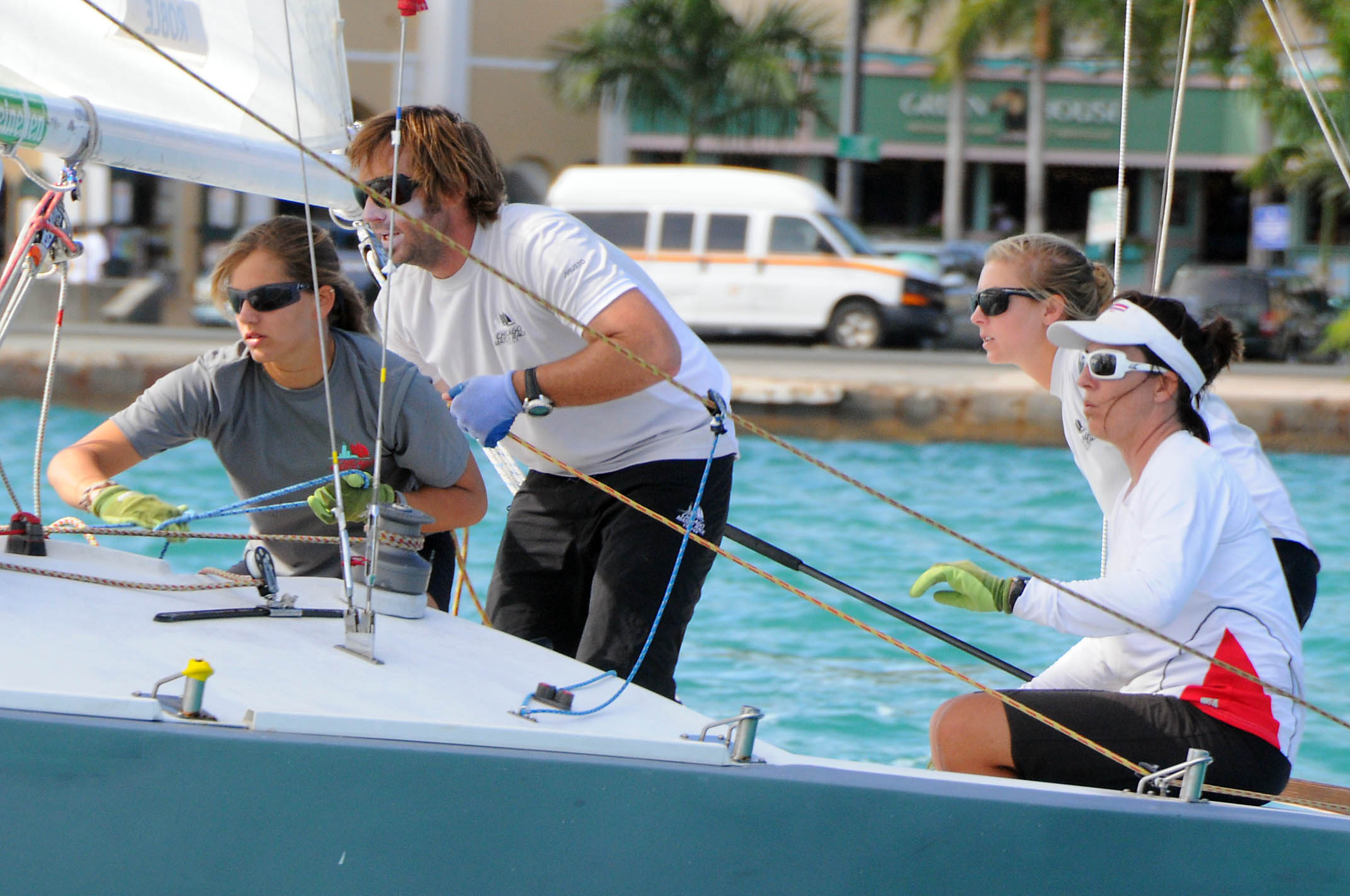 The USA’s Stephanie Robles (second from right) in deep concentration and competition. (Dean Barnes)