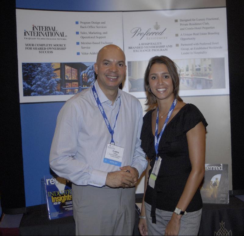 Ramon Tejeda, sales and marketing director, Coral Hospitality Corporation, and Nicole Kosmas, director of business development, Interval International, at the Small Hotels Retreat held on St. Thomas