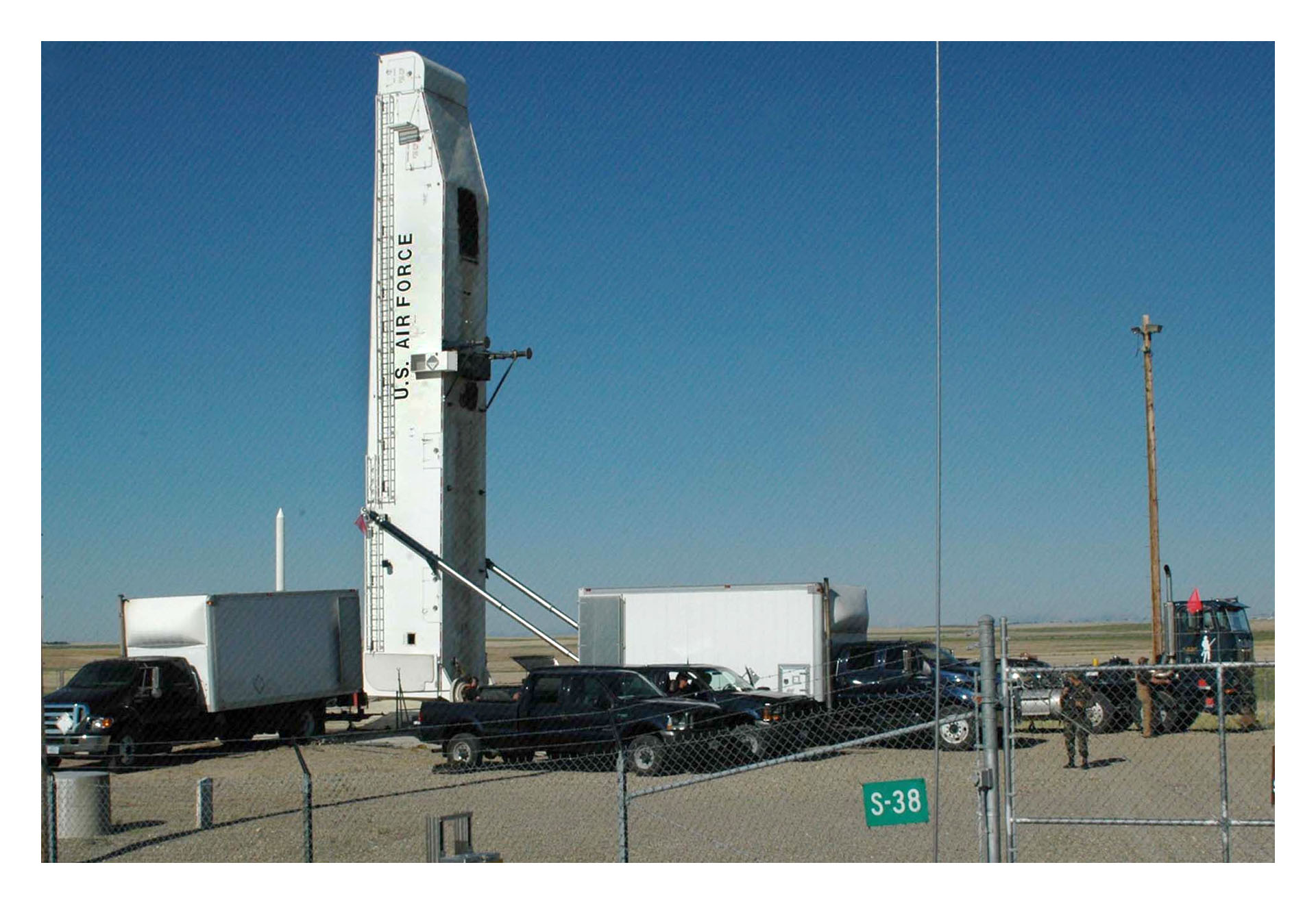 Transport vehicles prepare to move a Minuteman III missile at Malmstrom Air Force Base (U.S. Air Force photo) 