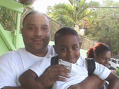 Hubert Moscoso (left) and stepson Niko on the first day of school.