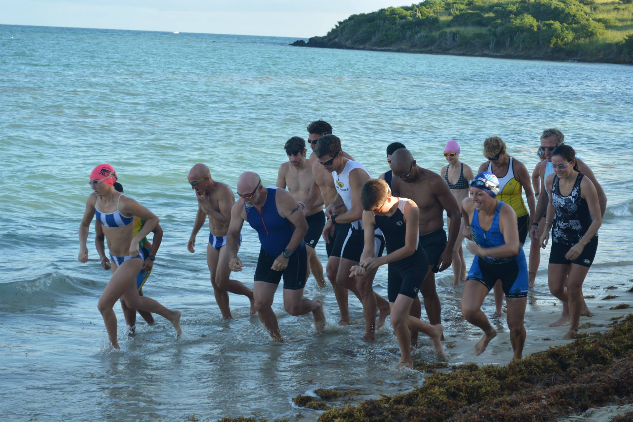 The start of the triathlon at Cramer's Park