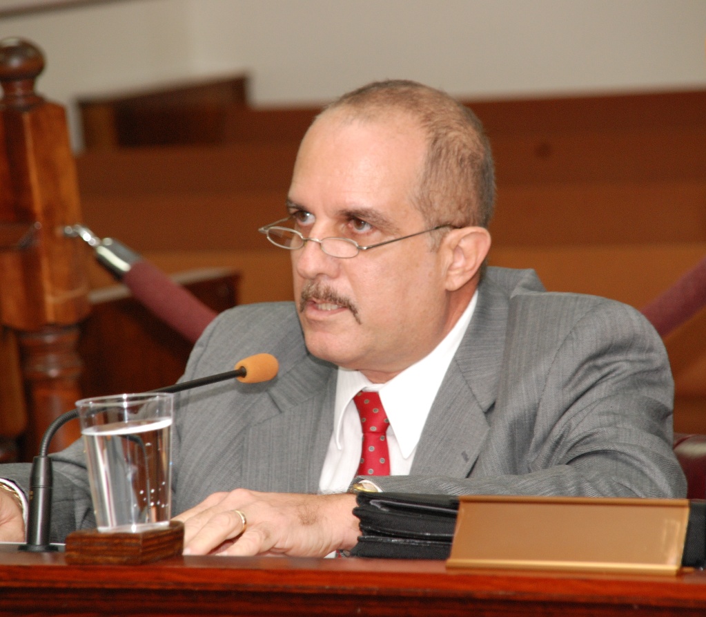 V.I. Inspector General Steven van Beverhoudt at his re-confirmation hearing Monday. (Photo courtesy of K.C.)