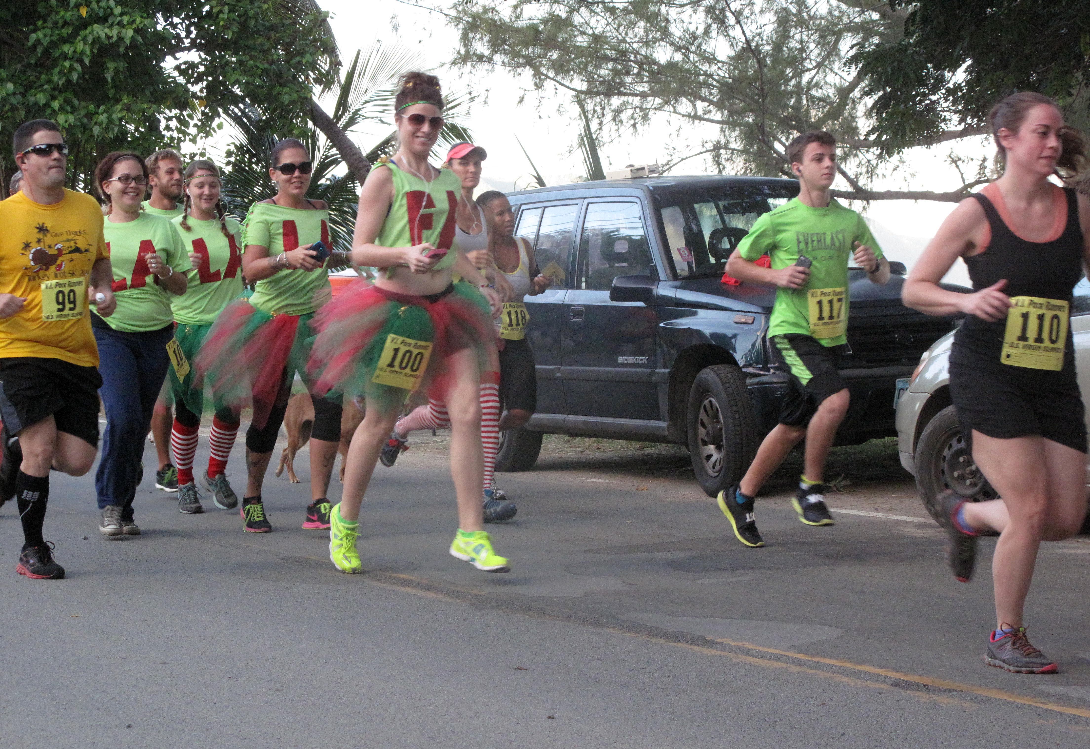Fa…La…La…La…La…La Group Cane Bay 5-Mile Jingle Bell Run…Cane Bay Beach, St. Croix…(photo: V.I.Pace Runners)